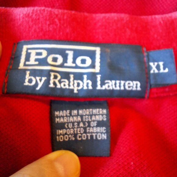 Ralph Lauren Polo Shirt XL Red Blue Pony Rugby Casual Outdoors Preppy Mens - Picture 2 of 9